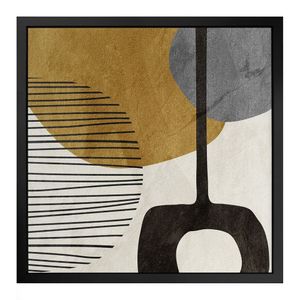 Quadro 50cm X 50cm Quatro Formas Abstratas Tropical Artes Preto