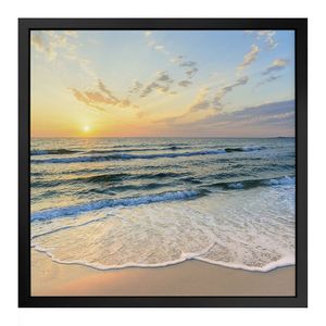 Quadro 50cm X 50cm Paisagem Praia E Mar Preto