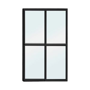 Porta De Correr De Aluminio 210x160cm 2 Folhas Moveis E 1 Folha Fixa Preto