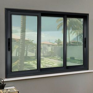 Janela Elite 3 Folhas Moveis Sequenciais 120 X 240 Vidro Liso Preto