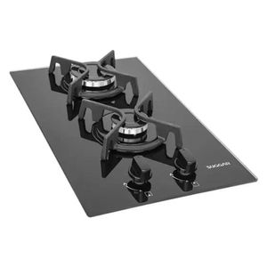 Fogão de Mesa Cooktop 2 Bocas Suggar Vidro Preto à Gás Bivolt FG2002FVP