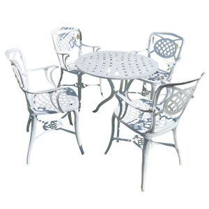 Conjunto De Jardim Com Mesa E 4 Cadeiras Modelo Havana Branco