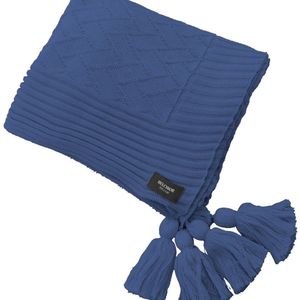 Manta Peseira De Tricot 90x180 Cm Com Tassel Link Azul Jeans