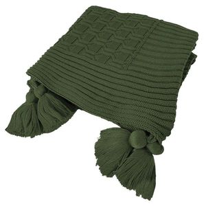 Manta Peseira De Tricot 90x180 Cm Com Tassel -diamond Verde Militar