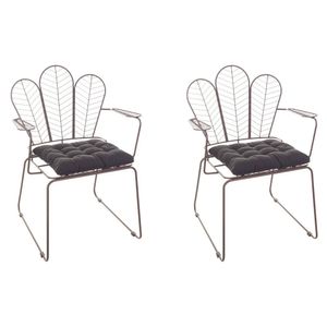 Conjunto Com 2 Cadeiras Para Sala De Estar Vegas Aço Corten/preto