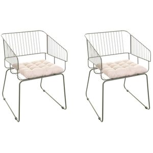 Conjunto Com 2 Cadeiras Para Sala De Estar Texas Verde Oliva/bege