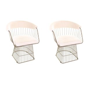 Conjunto Com 2 Cadeiras Para Sala De Estar Wp Aço Corten/bege