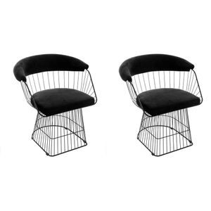 Conjunto Com 2 Cadeiras Para Sala De Estar Wp Preto