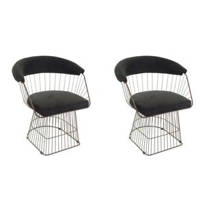 Conjunto Com 2 Cadeiras Para Sala De Estar Wp Aço Corten/preto