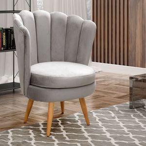 Poltrona Pétala Cadeira Decorativa Flor Cinza Capuccino