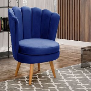 Poltrona Pétala Cadeira Decorativa Flor Azul Marinho
