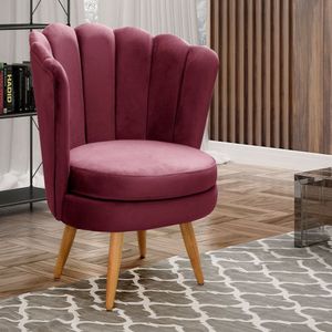 Poltrona Pétala Cadeira Decorativa Flor Bordô