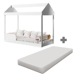 Cama Montessoriana Com Colchão Infantil Casinha Branca Dakota Gabrielli