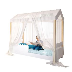 Cama Montessoriana Solteiro Branco Com Voal Branco Jhulia Divaloto