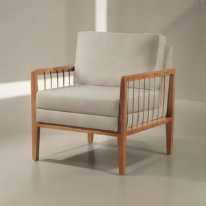 Poltrona Decorativa Gael Madeira Maciça Off White