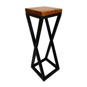 Banqueta Mark X De Metalon Com Assento De Madeira Preto
