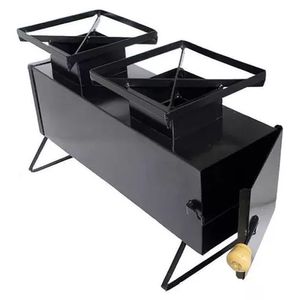 Mini Fogão A Lenha Portátil 2 Bocas Preto