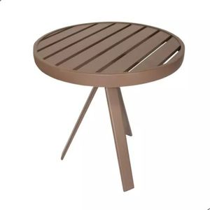 Mesa Mesinha Lateral Lótus Com Tampo Ripado Marrom