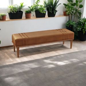 Recamier Puff Luxo Madeira Maciça Maya Caramelo