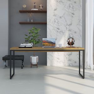Escrivaninha Diretor Estilo Industrial 180cm Dynamica Yescasa Lamina Mel - Preto
