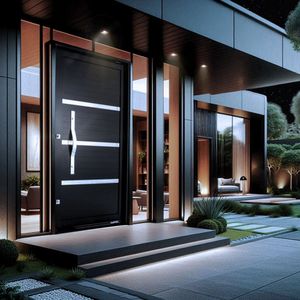 Porta Lambri Pivotante De Aluminio 228x115cm Com Puxador Oval Preto