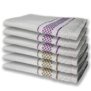 6 Panos De Prato Atoalhado Felpudo Premium Roxo+marrom