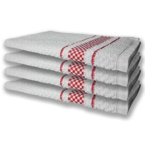 4 Panos De Prato Atoalhado Felpudo 370g/m² Premium Vermelho