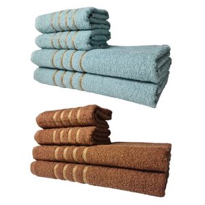 Kit 8 Toalhas Grandes Montreal 4 Banhos 4 Rostos Verde+marrom