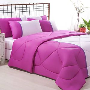 Enxoval Edredom + Jogo De Cama Queen Aconchego Premium 06 Peças Pink- Rosa Bebe