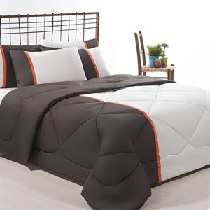 Enxoval Edredom + Jogo De Cama King Aconchego Premium 06 Peças Marrom- Palha