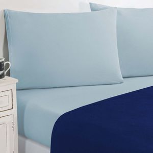 Jogo De Cama Malha Lençol 100% Algodão Gran Moratta 4 Peças Casal Azul Royal-azul Bebê