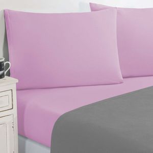 Jogo De Cama Malha Lençol 100% Algodão Gran Moratta 4 Peças Queen Cinza-rosa