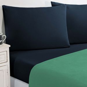 Jogo De Cama Malha Lençol 100% Algodão Gran Moratta 4 Peças King Verde Jade-azul Marinho