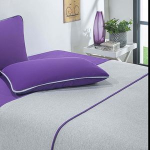 Jogo De Cama Malha Lençol 100% Algodão Urbano 4 Peças Queen Roxo-mescla