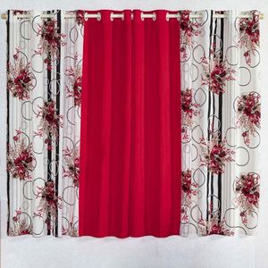Cortina Isabela Estampada 2m - Floral Vermelho/preto