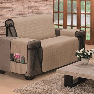 Protetor De Sofá Dupla Face Premium 2 Lugares King - Preto/cáqui