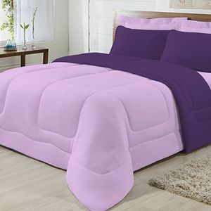 Edredom Dupla Face 100% Algodão Malha Casal Gran Moratta 01 Peça - Roxo/ Lilas