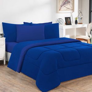 Edredom Malha 100% Algodão Gran Moratta 1 Peça Queen - Azul Royal-azul Royal