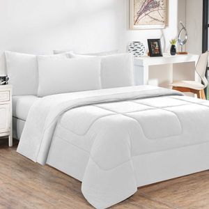 Kit Edredom Malha 100% Algodão Gran Moratta 3 Peças King - Branco-branco