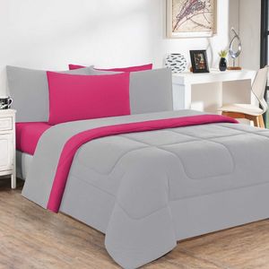 Kit Edredom Malha 100% Algodão Gran Moratta 3 Peças King - Cinza-pink