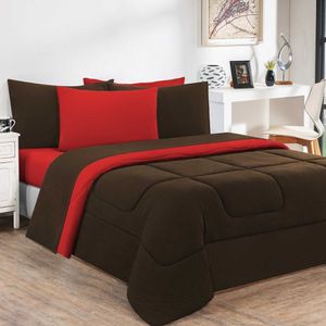 Kit Edredom Malha 100% Algodão Gran Moratta 3 Peças King - Marrom-vermelho
