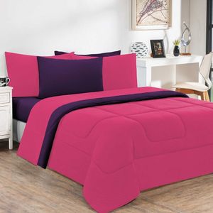 Kit Edredom + Jogo De Lençol Malha 100% Algodão Gran Moratta 4 Peças Solteiro - Pink -roxo