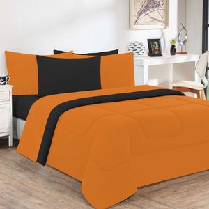 Kit Edredom Malha 100% Algodão Gran Moratta 3 Peças Casal - Laranja -preto