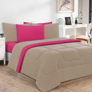 Kit Edredom Malha 100% Algodão Gran Moratta 3 Peças Queen - Avelã-pink