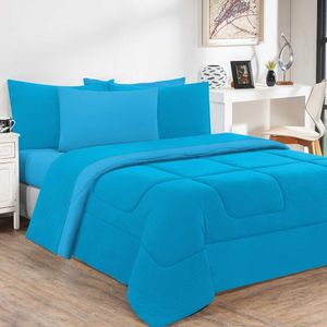 Kit Edredom Malha 100% Algodão Gran Moratta 3 Peças Queen - Azul Turquesa-azul Turquesa