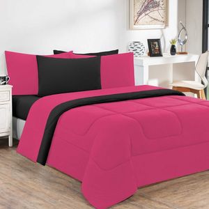 Kit Edredom + Jogo De Lençol 100% Algodão Gran Moratta 6 Peças King Pink preto