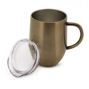 Caneca Termica Parede Dupla Inox Bronze E Tampa 350 Ml Mimo