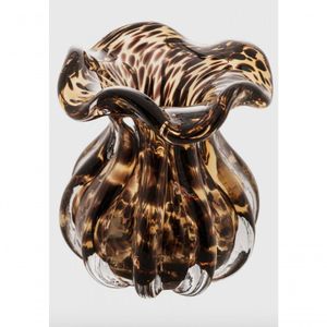 Vaso De Vidro Italy Marrom Preto 11,5x13cm - Lyor