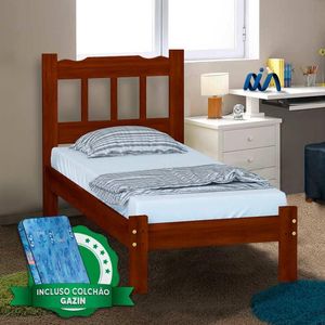 Cama Solteiro Madeira Castanho Pérola Nemargi Gazin