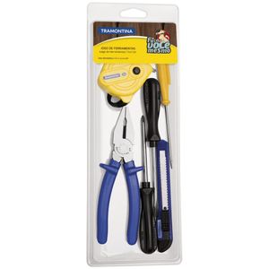 Kit De Ferramentas Tramontina Com Alicate Chaves De Fenda Estilete E Trena 6 Peças
